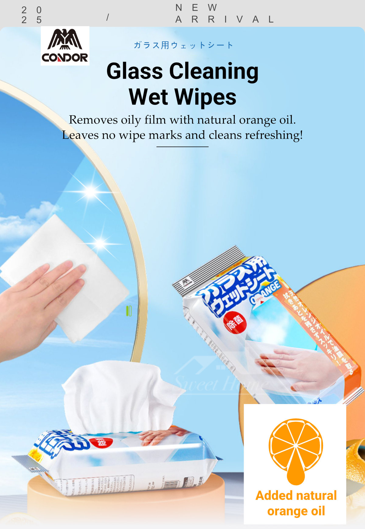 Japan Condor Glass Cleaning Wet Wipes-1